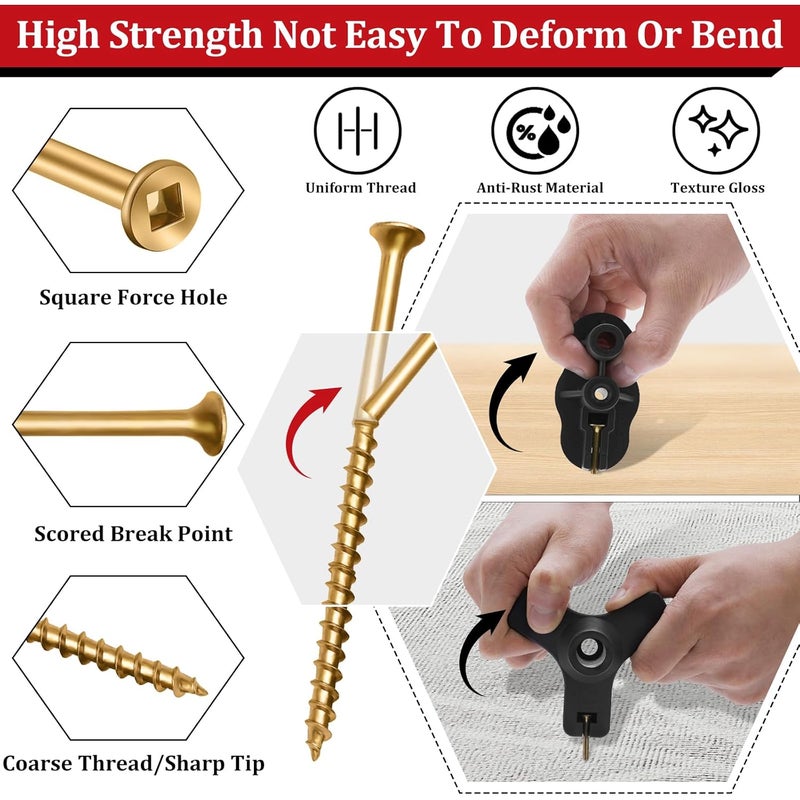 Wallace Forge Squeaky Floor Repair Kit with 200 Screws and 5 Tools - Eliminate Squeaky Noise under Carpeted, Hardwood, Vinyl, and Linoleum Floors - Squeak No More Set - Image 3